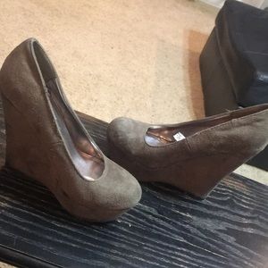 Brown suede wedge